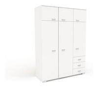 Generique Armoire de chambre COSMOS L 146 cm Blanche 6 portes, 3 tiroirs