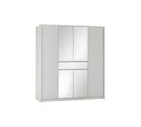 Armoire 6 portes et 1 tiroir - Avec miroir - L200 cm - Blanc - ZADIA