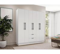 Armoire 6 portes et 2 tiroirs - L162 cm - Blanc - FEOVA