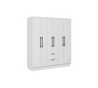 Armoire 6 portes et 2 tiroirs - L162 cm - Blanc - FEOVA
