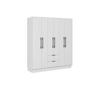 Armoire 6 portes et 2 tiroirs - L162 cm - Blanc - FEOVA