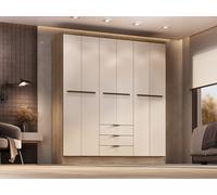 Vente-unique - Armoire 6 Portes et 3 tiroirs - L180 cm - Coloris : Beige et Naturel - PEROLI