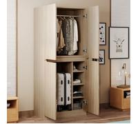 ""Armoire 70 × 40 × 170 cm, Design double porte avec petit coffre-fort, couleur bois ""
