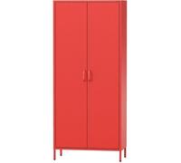 Jan Nowak Armoire Chambre Adulte Enfant en Métal 2 Portes - Flavio | Etagères, Tringles à Vêtements | Armoire de Rangement Chambre, Armoire Penderie | 80 x 185 x 45 cm | Rouge