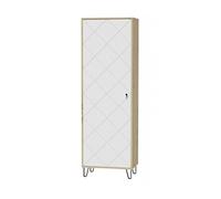 Armoire à 1 porte BILBAO coloris chêne et blanc mat 63,4 x40 x 195 cm