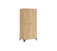 Armoire à 2 portes Placard,coloris Chêne artisan - Longueur 90 x Profondeur 55 x Hauteur 197 cm