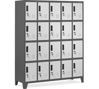 Domator Jan Nowak Casier Vestiaire 5B4A Armoire Metallique avec 20 Compartiments Revêtement en Poudre 172 cm x 136 cm x 45 cm (Anthracite-Blanc)