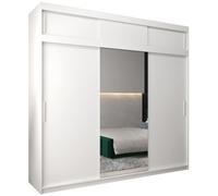 Armoire à 3 Portes Coulissantes avec Miroir, Tringle, Étagères et Extenstion - ABIKSMEBLE Tokyo 1 250 - 250x240x62 cm Blanc