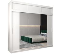Armoire à 3 Portes Coulissantes avec Miroir, Tringle, Étagères et Extenstion - ABIKSMEBLE Tokyo 2 250 - 250x240x62 cm Blanc