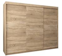 Armoire à 3 Portes Coulissantes avec Tringle et Étagères - ABIKSMEBLE Tokyo 250 - 250x200x62 cm - Sonoma