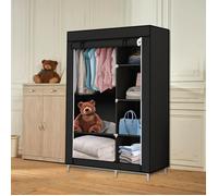 Armoire à 5 compartiments en tissu Noir - GOLDCMN PENDERIE SOUPLE