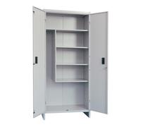 Armoire À Balais 2 Portes 40x60x179H En Tôle Grise Inclus Serrure