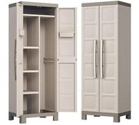 Armoire à balais verrouillable en résine avec 3 étagères latérales réglables et 2 portes Excellence Keter