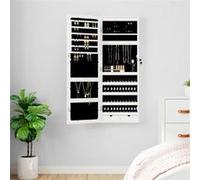 vidaXL Armoire à bijoux avec miroir et éclairage LED mural blanc