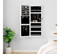 vidaXL Armoire à bijoux avec miroir et éclairage LED mural blanc