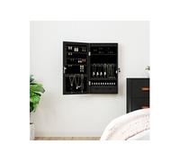 Armoire à bijoux avec miroir et éclairage LED mural noir