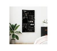 Armoire à bijoux avec miroir et éclairage LED mural noir353254