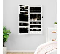 Armoire à bijoux avec miroir et éclairage LED mural noir vidaXL