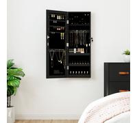 vidaXL Armoire à bijoux avec miroir et éclairage LED mural noir Multicolore