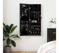Armoire à bijoux avec miroir murale noir 37,5x10x106 cm G