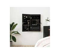 vidaXL Armoire à bijoux murale avec miroir noir 37,5x10x67 cm