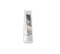 HomCom Armoire à bijoux pivotante verrouillable avec miroir – multi-rangement en bois blanc