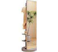 Armoire à bijoux rotative à 360° en bois avec miroir pleine longueur 2 en 1 et miroir de sol pour salon, chambre à coucher et placard Solutions de rangement