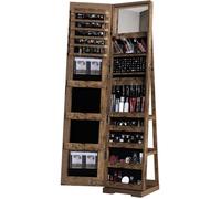 Armoire à bijoux - SOGESHOME - Marron - Miroir sur toute la longueur - Étagère arrière pivotante - 160x38x38cm