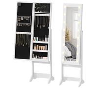 HomCom Armoire à bijoux sur pieds avec miroir, multi-rangements, éclairage LED blanc