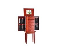 Armoire à Bijoux Sur Pied en Bois Tiroirs de Grande Capacité et Multicouche