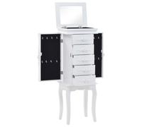 Armoire à Bijoux sur Pieds Blanc Meuble de Rangement Buffet Bahut vidaXL
