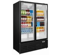 Armoire à boissons - 1020 L, 2 portes vitrées - Froid ventilé +2/+8°C - Éclairage LED - Noir