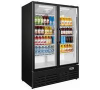 Armoire à boissons - 1020 L, 2 portes vitrées - Froid ventilé +2/+8°C - Éclairage LED - Noir