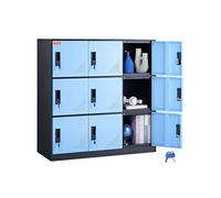 Armoire à Casier en Métal Vestiaire Consigne Avec Clés 9 Portes Capacité 30kg Bleu