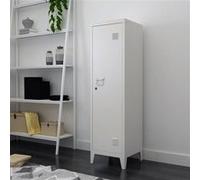 [en.casa] Armoire Métallique à Casiers Vestiaire 3 Compartiments Meuble de Rangement Vérouillable pour Chambre Entrée Bureau Acier Laminé à Froid 137 x 38 x 38 cm Blanc