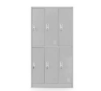 Armoire à casiers 3B2AS Armoire à casiers pour objets de valeur Armoire à vestiaires 6 casiers Tôle d'acier revêtue par poudre 150 cm x 90 cm x 45 cm Couleur : Gris