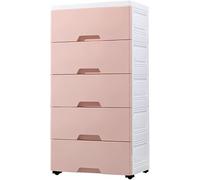 Armoire à casiers de rangement de grande capacité rose - Tiroir multicouche pour chambre d'enfant, salon et chambre à coucher - Armoire casier en plastique (4 couches)