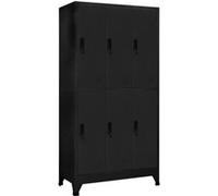 vidaXL Armoire à Casiers Classeur Meuble de Rangement d'Equipements de Sport Produits de Nettoyage Intérieur Bureau Noir 90x45x180 cm Acier