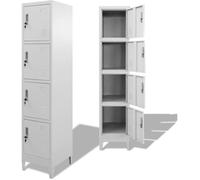 vidaXL Armoire à casiers 4 compartiments 38 x 45 x 180 cm Gris Meuble d'entrée