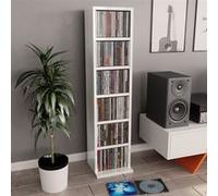 Armoire à CD Blanc brillant 21x20x88 cm Bois d ingénierie Blanc G