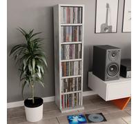 Armoire À Cd Gris Béton 21x20x88 Cm Bois Contreplaqué 6 Compartiments Ouverts Gris