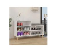 Armoire à chaussure Blanc brillant 102x36x60 cm Bois ingénierie