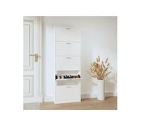 vidaXL Armoire à chaussure 342514 – Blanc brillant, Bois ingénierie 59x17x169 cm