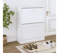 Vidaxl Armoire À Chaussure Blanc Brillant 63x24x81 Cm Bois Ingénierie Blanc