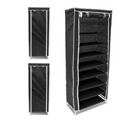 relaxdays 3 x armoire à chaussures tissu 9 étagères noir