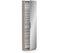 Armoire à chaussures - 12 Paires - Décor Chêne - 1 porte avec miroir - L50 x P20x H180 cm - ZAPATERO