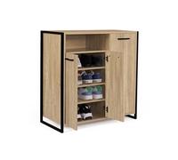 IDMarket Armoire à chaussures Luis – 18 paires, 3 portes avec niche, design industriel