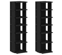 Armoire à Chaussures 2 Pièces Noir Dab 25x27x102 cm | 6 Polonais, Placage à base de bois, résistant à l'humidité, facile à nettoyer, à la maison et au bureau