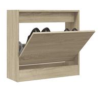 Armoire à Chaussures 2 Tiroirs Rabattables Étagère Rangement Gris Béton vidaXL