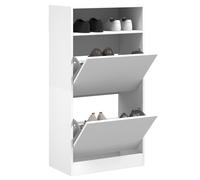 Armoire à Chaussures 2 Tiroirs Rabattables Étagère Rangement Gris Béton vidaXL